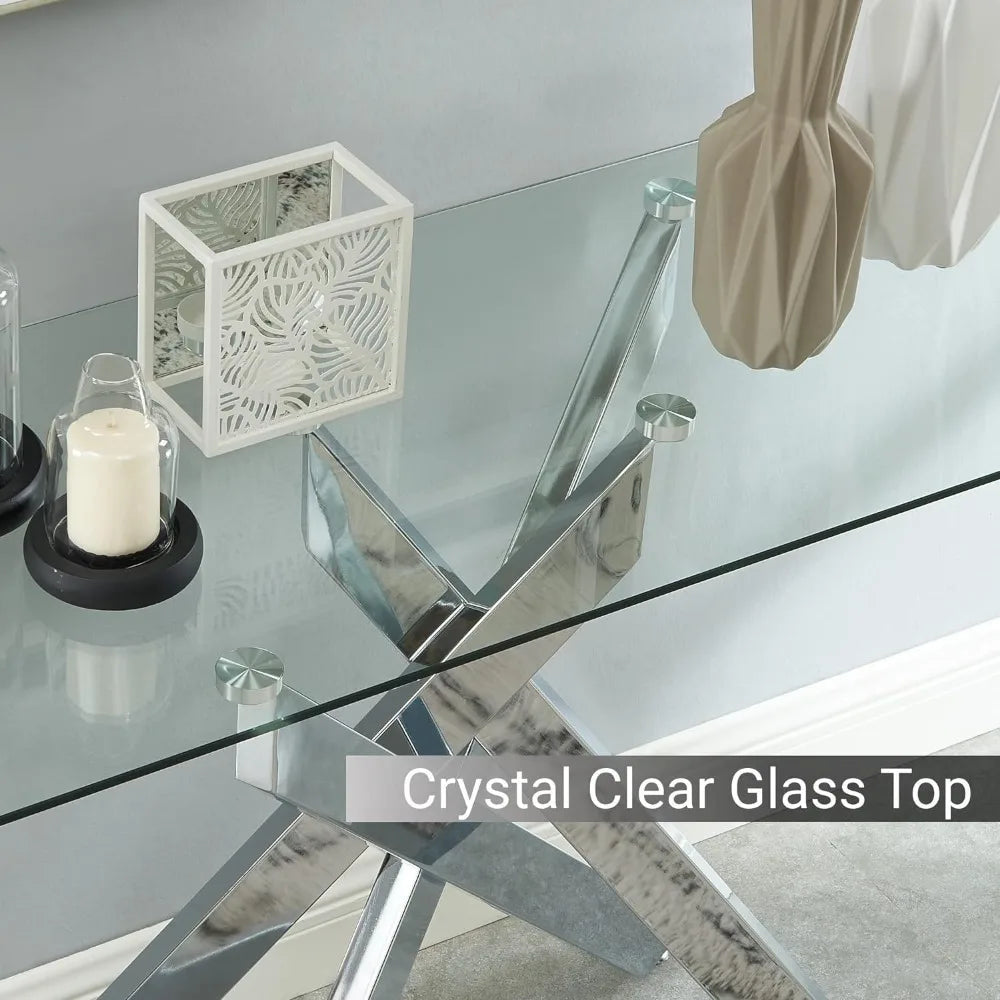 Modern Style Console Table Narrow Sofa Table with Tempered Glass Top and Metal Tubular Legs, 45" Lx18 Wx30 H, Silver Home Fusion Modern Style Console Table Narrow Sofa Table with Tempered Glass Top and Metal Tubular Legs, 45" Lx18 Wx30 H, Silver 076823-f9.myshopify.com
