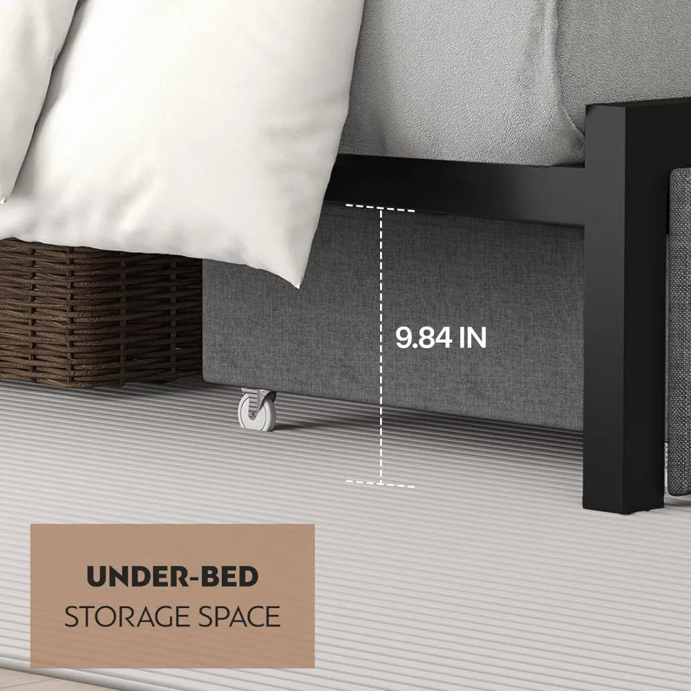 Queen Size Bed Frame with Headboard and Storage, Drawers Platform Bed Frame with Storage Chargin Station LED Light Bed Frame - Home Fusion