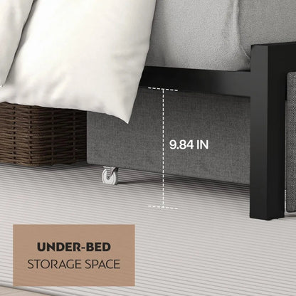 Queen Size Bed Frame with Headboard and Storage, Drawers Platform Bed Frame with Storage Chargin Station LED Light Bed Frame - Home Fusion