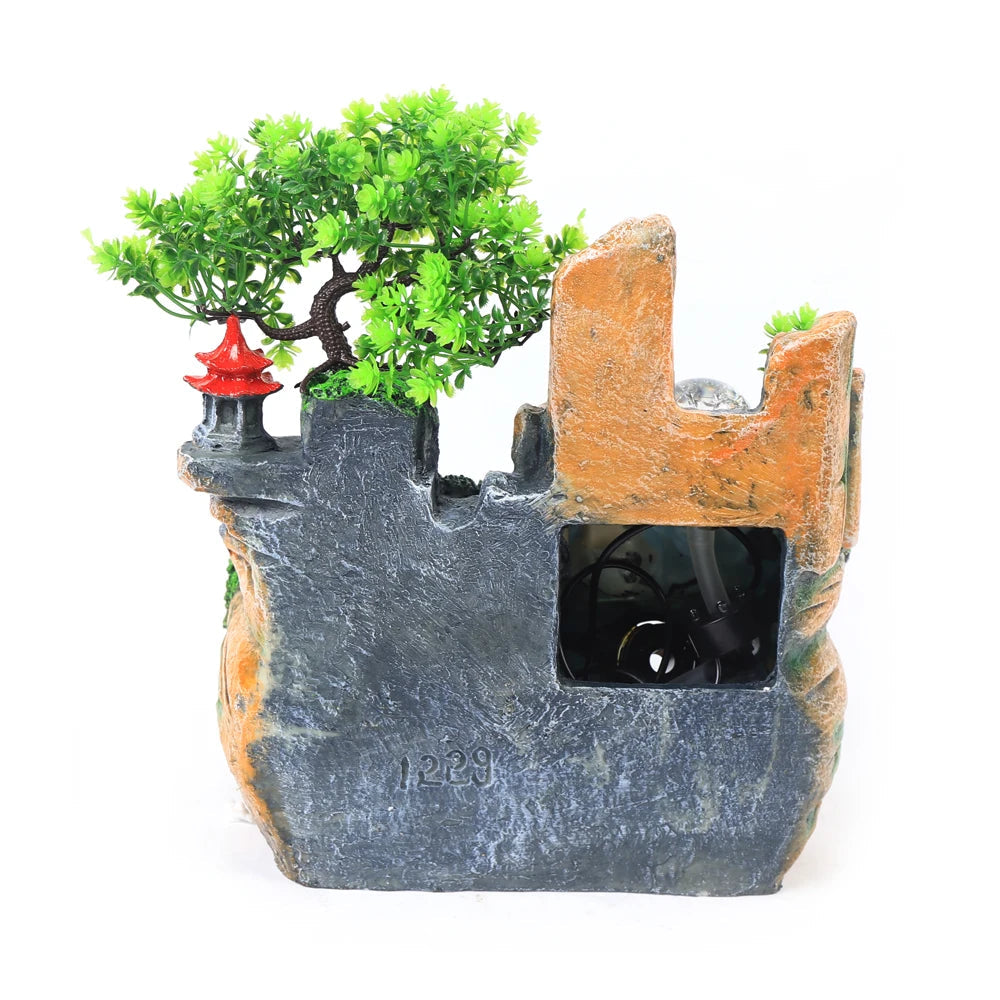 Desktop Fountain Waterfall Resin Fountain Decoration Home Office Decoration - Home Fusion