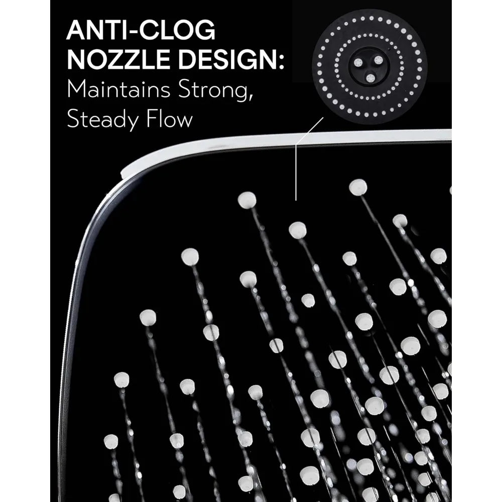 Rain Shower Head,12 Inch Large Rainfall Showerhead,,Adjustable High Pressure Waterfall Rain Fall Showerheads - Home Fusion