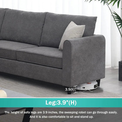 L-Shaped Sectional Sofa Couch with 3 Pillows, Modern Upholstered Living Room Furniture Sets for Apartment Office Dorm, Grey Home Fusion L-Shaped Sectional Sofa Couch with 3 Pillows, Modern Upholstered Living Room Furniture Sets for Apartment Office Dorm, Grey 076823-f9.myshopify.com