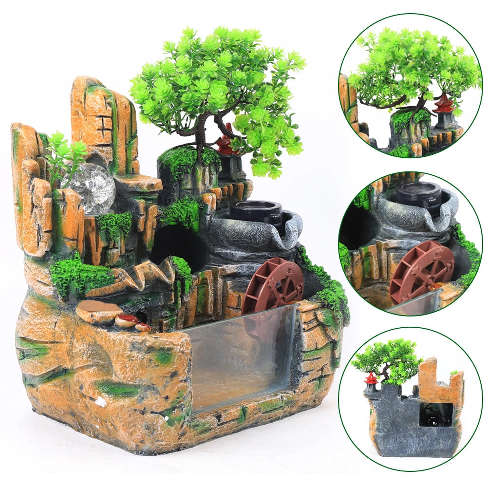 Desktop Fountain Waterfall Resin Fountain Decoration Home Office Decoration Home Fusion