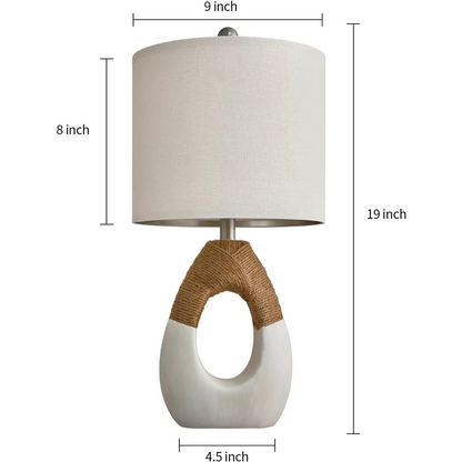 OYEARS Boho Table Lamps Bedroom Living Room Set 2 Small Farmhouse Rattan Table Lamp 19”Rustic Home Decoration Nightstand - Home Fusion
