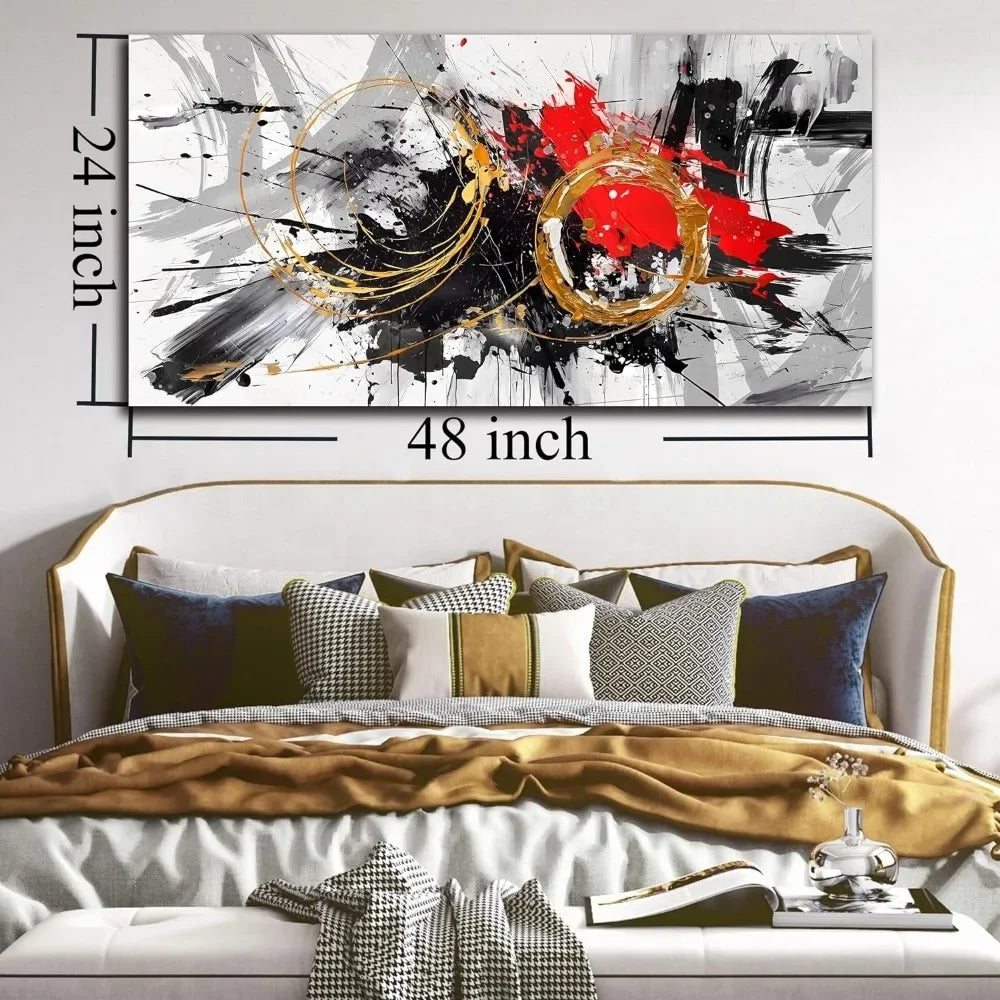 Decorative Paintings Large Abstract Art Wall  Black and White Canvas Wall Art Decorative Pictures for Living Room Home Decor - Home Fusion