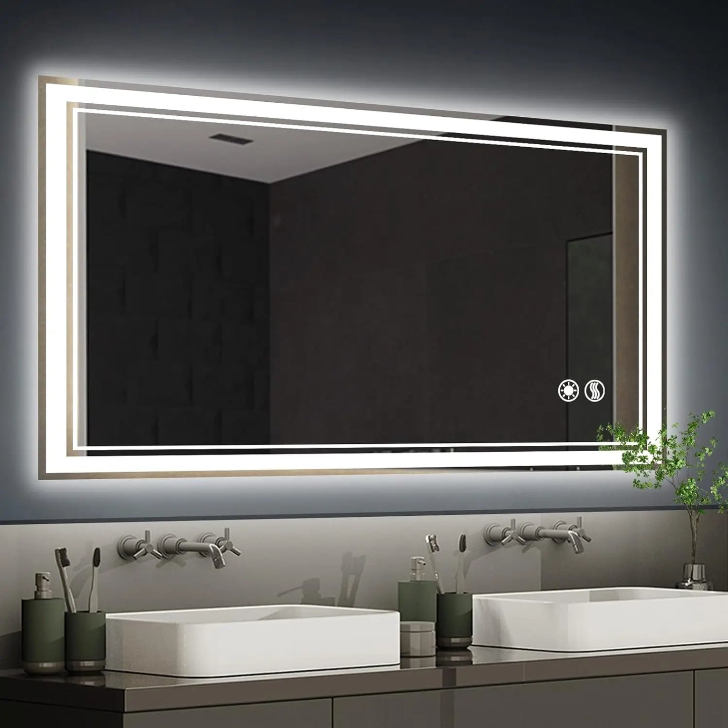 44375243227307 LED Mirror for Bathroom  with LED Lights Anti-Fog Dimmable 3 Colors Front and Backlit Lights LED Bathroom 076823-f9.myshopify.com