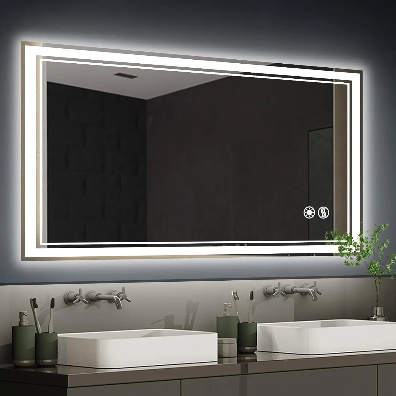 44375243227307 LED Mirror for Bathroom  with LED Lights Anti-Fog Dimmable 3 Colors Front and Backlit Lights LED Bathroom 076823-f9.myshopify.com