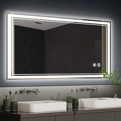 44375243227307 LED Mirror for Bathroom  with LED Lights Anti-Fog Dimmable 3 Colors Front and Backlit Lights LED Bathroom 076823-f9.myshopify.com