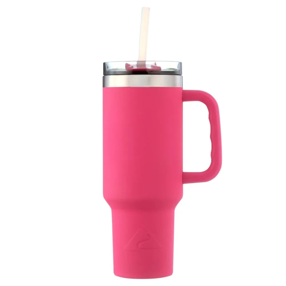 40 Oz Vacuumr-Insulated Stainless-Steel Tumbler with Handle Hot Pink Double-walled Stainless-steel Construction - Home Fusion