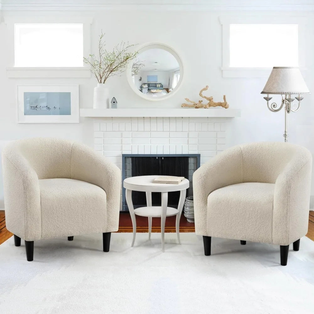 Living Room Chair Set of 2 with Soft Padded Armrest, Furry Accent Chairs, Living Room Chair - Home Fusion