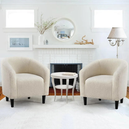 Living Room Chair Set of 2 with Soft Padded Armrest, Furry Accent Chairs, Living Room Chair - Home Fusion