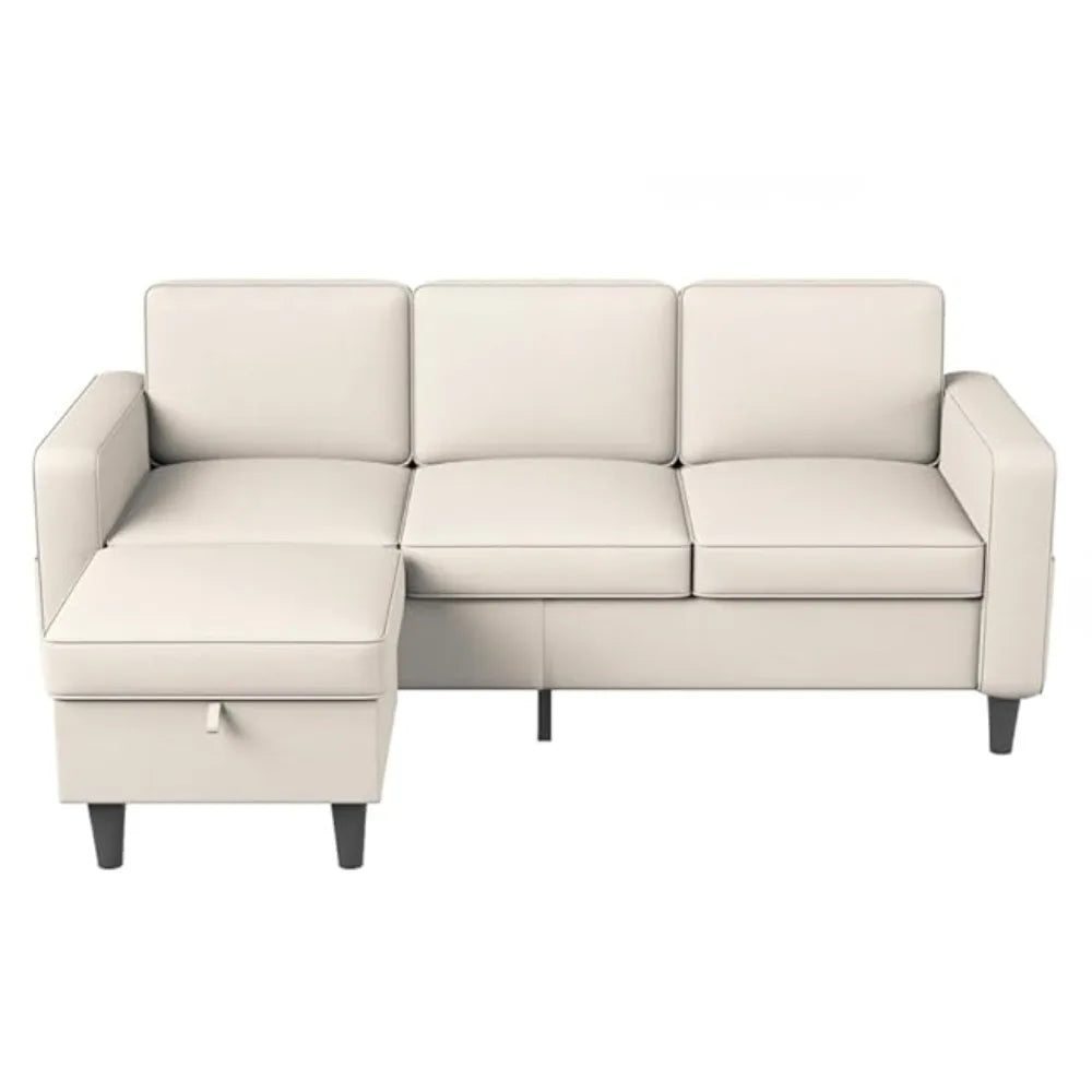Convertible sectional sofa, upholstered 3-seater L-shaped sofa furniture set with reversible storage ottoman, living room pocket Home Fusion Convertible sectional sofa, upholstered 3-seater L-shaped sofa furniture set with reversible storage ottoman, living room pocket 076823-f9.myshopify.com