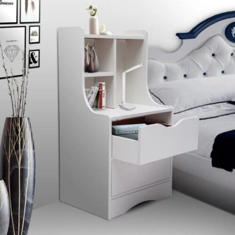 2-Drawer Bedroom Nightstand White | Bedside Table End Side Storage Furniture. - Home Fusion