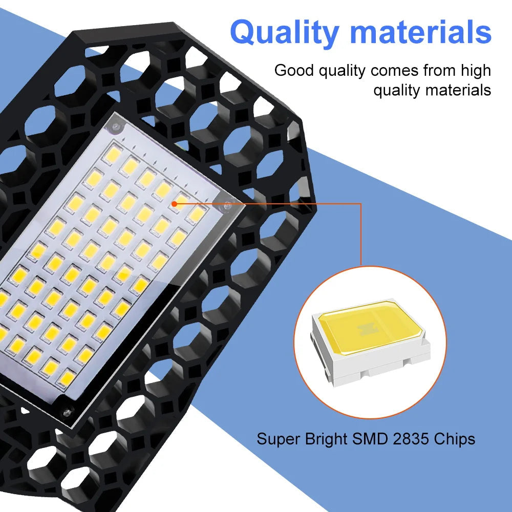 LED Garage Lamp E27 Spotlight Deformable Ceiling Lights 220V LED Chandeliers For Industrial Warehouse Lighting High Bay Lamps - Home Fusion