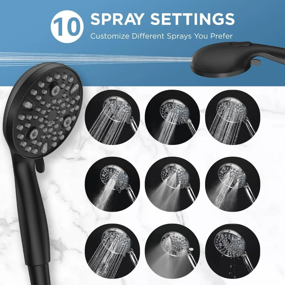 Dual Handheld Shower Head Combo,2-in-1 Rain Shower Heads System 8 Inch Rainfall Shower Head and 10 Modes High Pressure Hand Held - Home Fusion