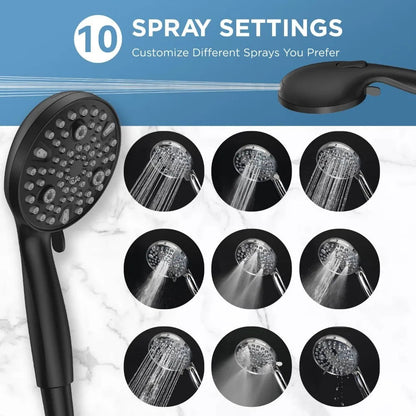 Dual Handheld Shower Head Combo,2-in-1 Rain Shower Heads System 8 Inch Rainfall Shower Head and 10 Modes High Pressure Hand Held - Home Fusion