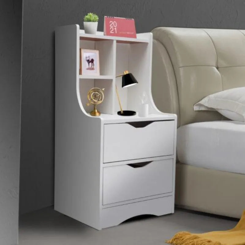 3-Piece Home Decor Bundle | White Nightstand, Wall Clock & Vintage Area Rug. - Home Fusion