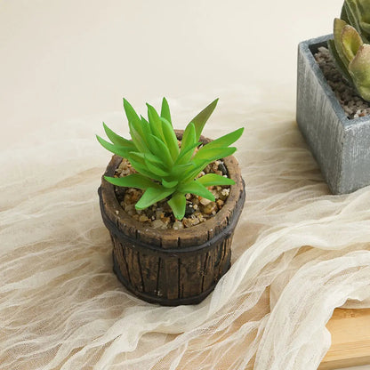 Artificial Succulents Potted,Realistic Fake Green Succulents Plants in Pots Decorative for Home Deco - Home Fusion