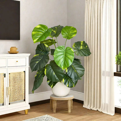 100CM Monstera Plant Plastic Leaf Fake Plant Potted Ornamental Indoor Artificial Plant With Black Pot For Home Decor Office - Home Fusion