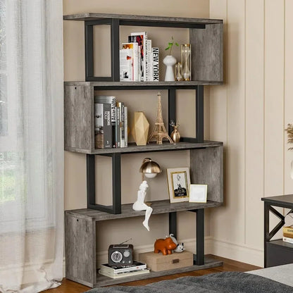 5-Tier Bookshelf and File Cabinet with Charging Station, Mobile Storage Furniture for Home Office Organization - Home Fusion