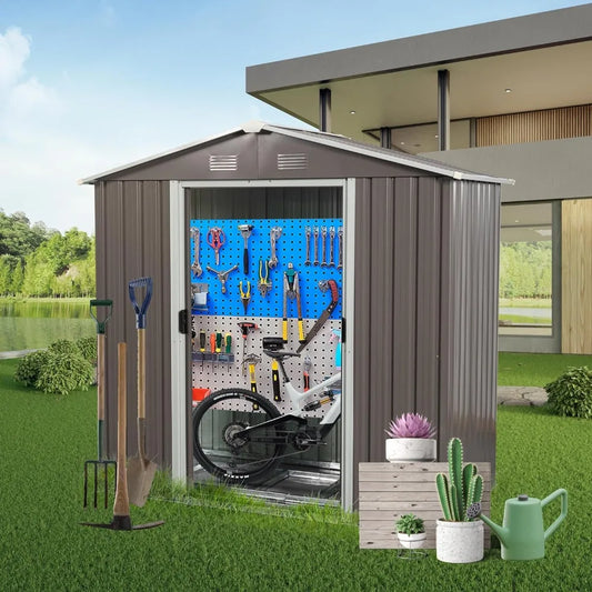 6ft X 4ft Outdoor Metal Shed Equipment Durable Weather Resistant Lean to Shed House Home Garden Accsesories Gardening Tools Tool - Home Fusion
