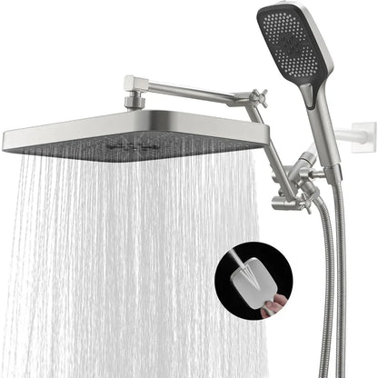 shower head，14 Inch Shower Head With Handheld, High-Pressure Rain/Rainfall Shower Heads With 3+1 Settings Handheld Spray, - Home Fusion