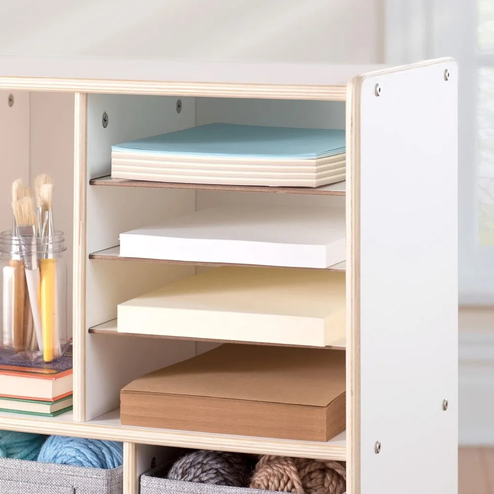 School and Office; Wooden Book Cubby and Toy Shelf Organizer Bookcase Bookcases & Cd Racks Storage Living Room Furniture Home - Home Fusion