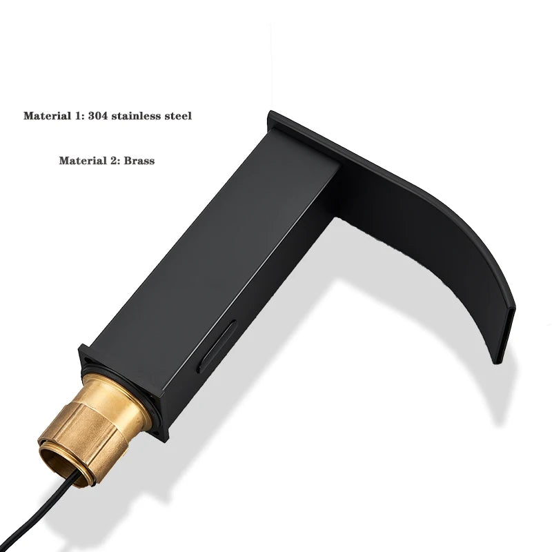 Luxury Matte Black Sensor Bathroom Faucet Cold and Hot Deck Mounted Tap Short and Tall Sink Mixer - Home Fusion
