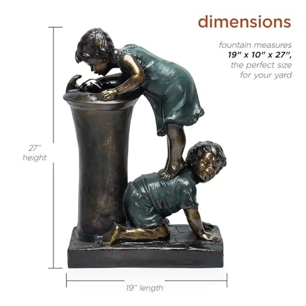 Outdoor Garden Waterfall Fountain Playful Boy and Girl Drinking Water Feature 27" Joyful Bronze Nostalgic Stone Decor Rust Home Fusion Outdoor Garden Waterfall Fountain Playful Boy and Girl Drinking Water Feature 27" Joyful Bronze Nostalgic Stone Decor Rust 076823-f9.myshopify.com