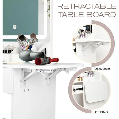 Dressing table with lights and mirrors,2drawers and a storage stool,3 lighting modes,for bedroom and bathroom use15.7Dx44Wx55.1H Home Fusion Dressing table with lights and mirrors,2drawers and a storage stool,3 lighting modes,for bedroom and bathroom use15.7Dx44Wx55.1H 076823-f9.myshopify.com