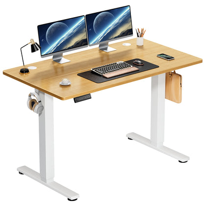 JHK Electric Standing Desk Height Adjustable 40x24 Inch Stand Up Sit Stand Computer Workstation Ergonomic Work Table  Oak - Home Fusion