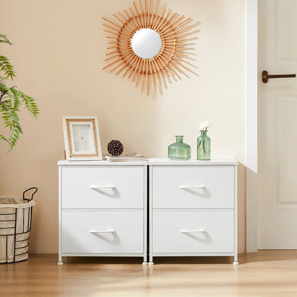 JHK Nightstand with 2 Fabric Drawers – Bedside Table & Storage Cabinet - Home Fusion