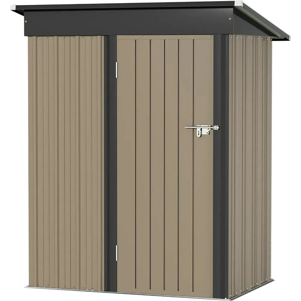 Metal Outdoor Storage Shed 5FT x 3FT, Steel Utility Tool Shed Storage House with Door & Lock, for Backyard Garden Patio Lawn - Home Fusion