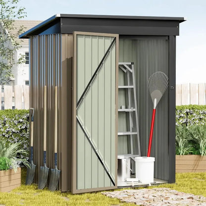 Metal Outdoor Storage Shed 5FT x 3FT, Steel Utility Tool Shed Storage House with Door & Lock, for Backyard Garden Patio Lawn - Home Fusion