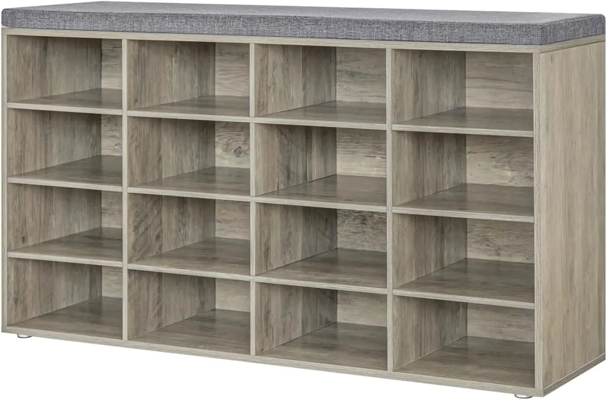 Shoe Rack Cubbies Shoe Storage Bench with Cushion, Cubby Shoe Rack with 12 Cubbies, Adju ...