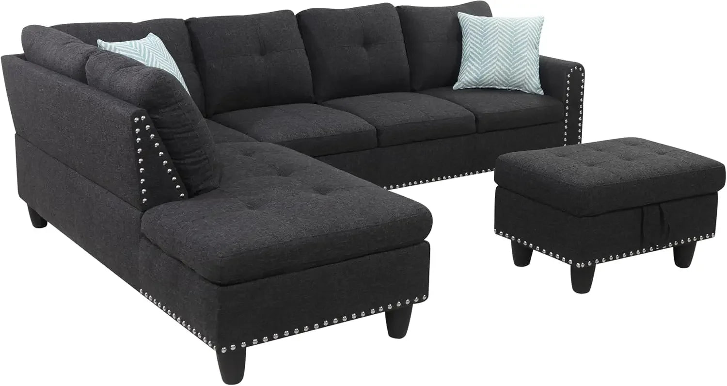 Sectional Sofa with Ottoman Living Room Furniture Set Left Facing Chaise, 2 Cup HoldersComfy Upholstered Sofa&Couch Corner Home Fusion Sectional Sofa with Ottoman Living Room Furniture Set Left Facing Chaise, 2 Cup HoldersComfy Upholstered Sofa&Couch Corner 076823-f9.myshopify.com
