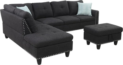 Sectional Sofa with Ottoman Living Room Furniture Set Left Facing Chaise, 2 Cup HoldersComfy Upholstered Sofa&Couch Corner Home Fusion Sectional Sofa with Ottoman Living Room Furniture Set Left Facing Chaise, 2 Cup HoldersComfy Upholstered Sofa&Couch Corner 076823-f9.myshopify.com