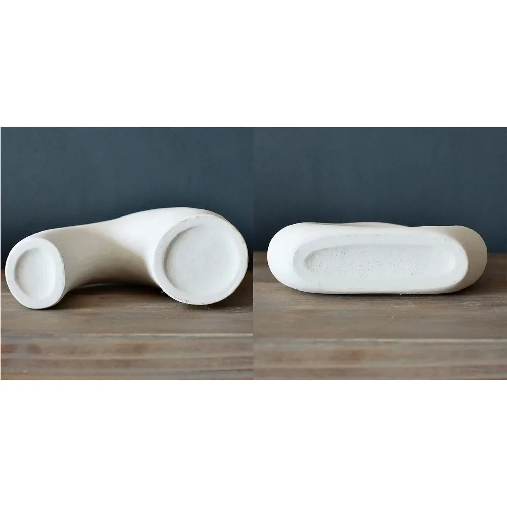 Donut Vase, Set of 2 - Minimalist Nordic, White Ceramic Hollow Donut Vase Decor | Table Centerpiece, Olive Plant, - Home Fusion