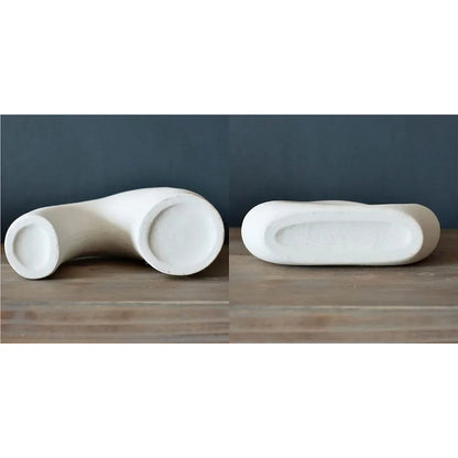 Donut Vase, Set of 2 - Minimalist Nordic, White Ceramic Hollow Donut Vase Decor | Table Centerpiece, Olive Plant, - Home Fusion