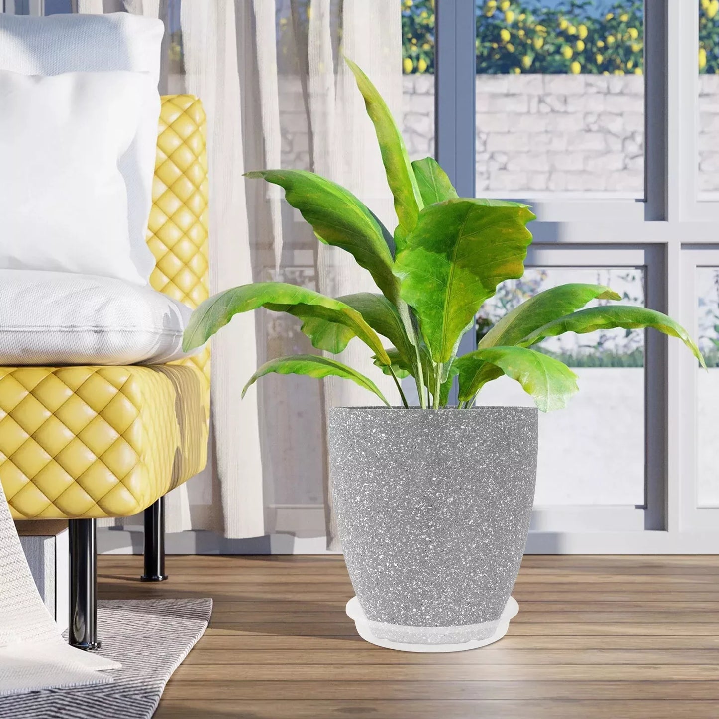 44465232347307|44465232445611 US 12/21'' Tall Garden Planter Pot with Drainage Hole Large round Modern Resin Vase plantas cute flower pot 076823-f9.myshopify.com