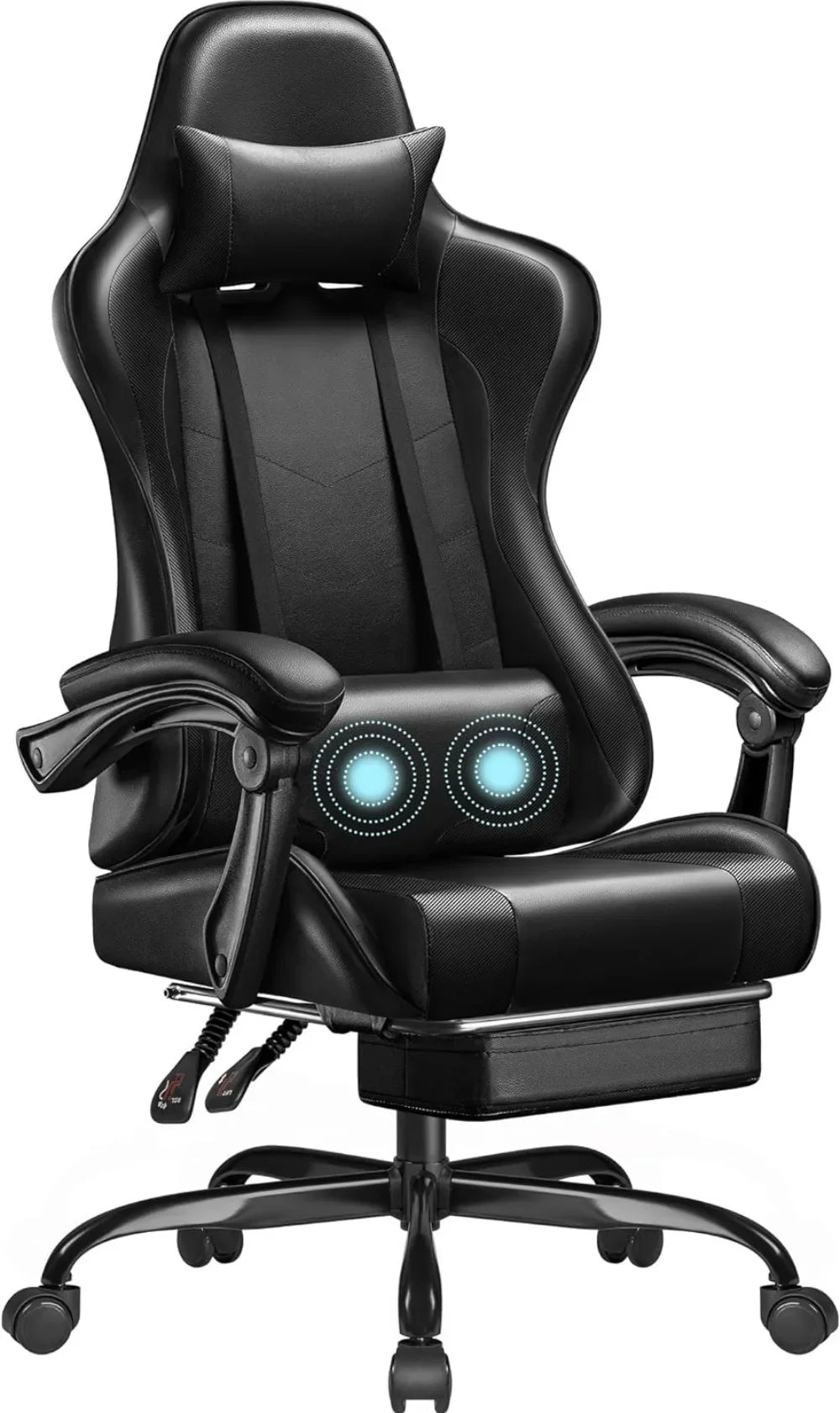 Desk office 400 lb Large and tall office chair PU leather computer chair Executive office chair leg rest and waist support - Home Fusion