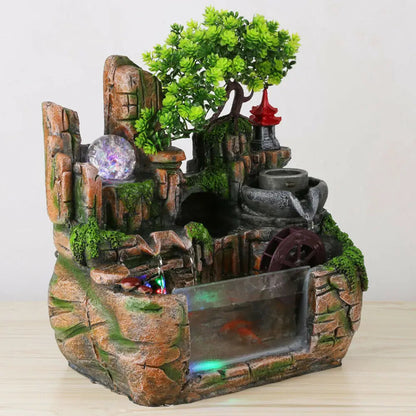 Desktop Fountain Waterfall Resin Fountain Decoration Home Office Decoration - Home Fusion