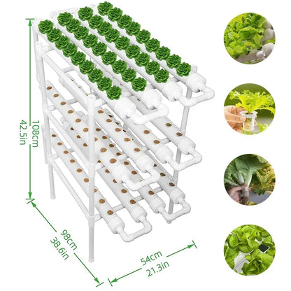 3-Layer/108 Sites Hydroponics System Growing Kits PVC Pipe Garden Vegetable Herbs Planting Tools - Home Fusion