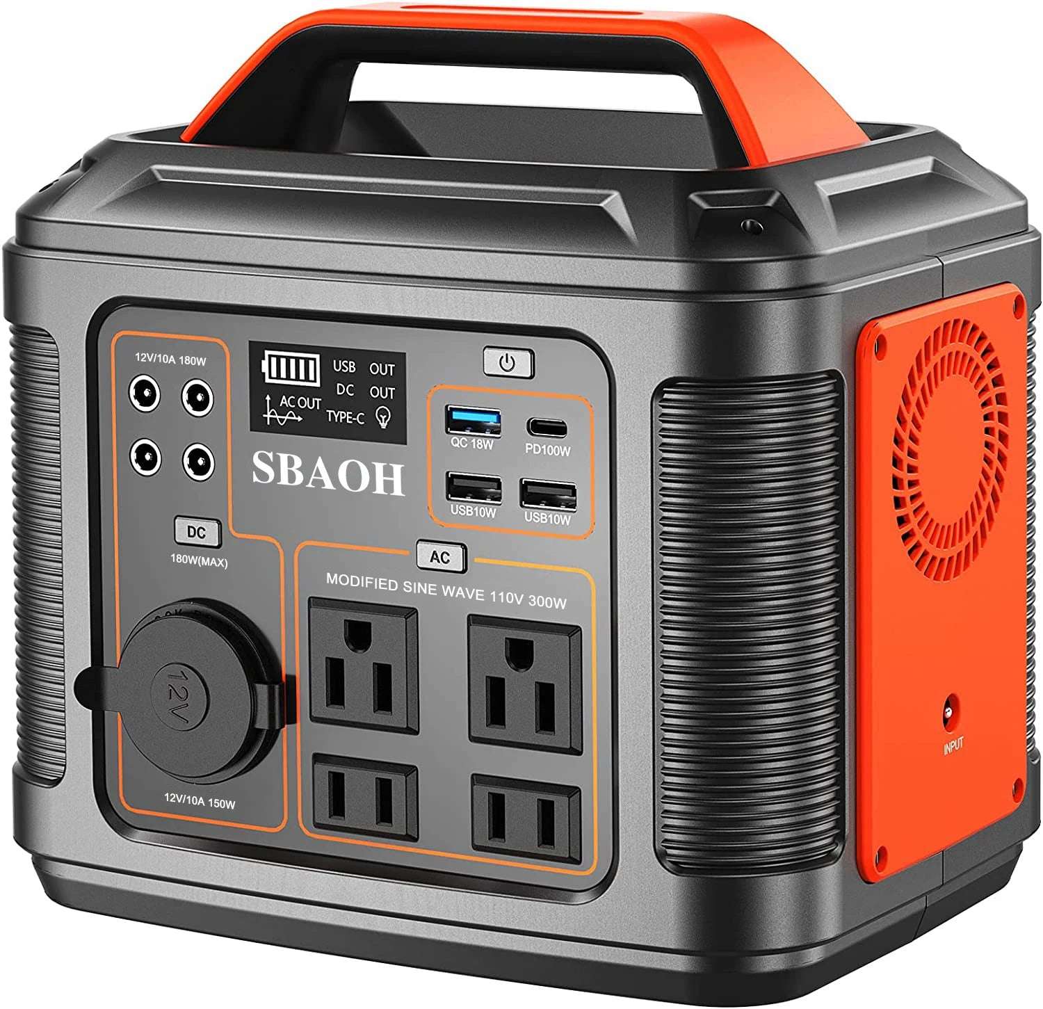 Portable Power Station, 300W 296Wh Solar Generator Quick Charge / 110V AC Outlets/DC Ports and LED Flashlight, Lithium Battery B - Home Fusion