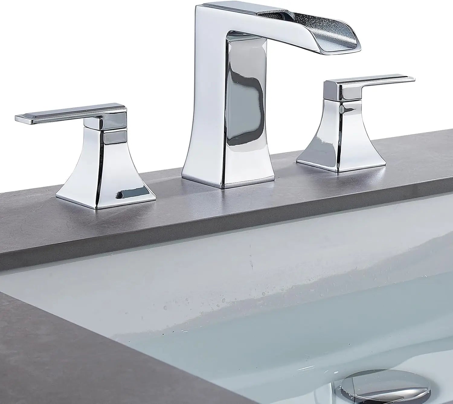 Wide Bathroom Faucet 3 Holes Brushed Gold Bathroom Sink Faucet With Pop-up Drain Wash Hands Sinks Kitchen Basin Luxury Modern - Home Fusion