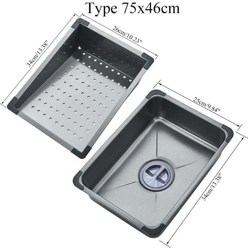 304 Stainless Steel Waterfall Kitchen Sink Large Single Slot Integrated Digital Display Faucet Set Soap Dispenser Cup Washer Home Fusion