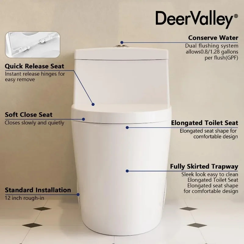 Extended integrated toilet, dual flush toilet, efficient modern toilet smart - Home Fusion