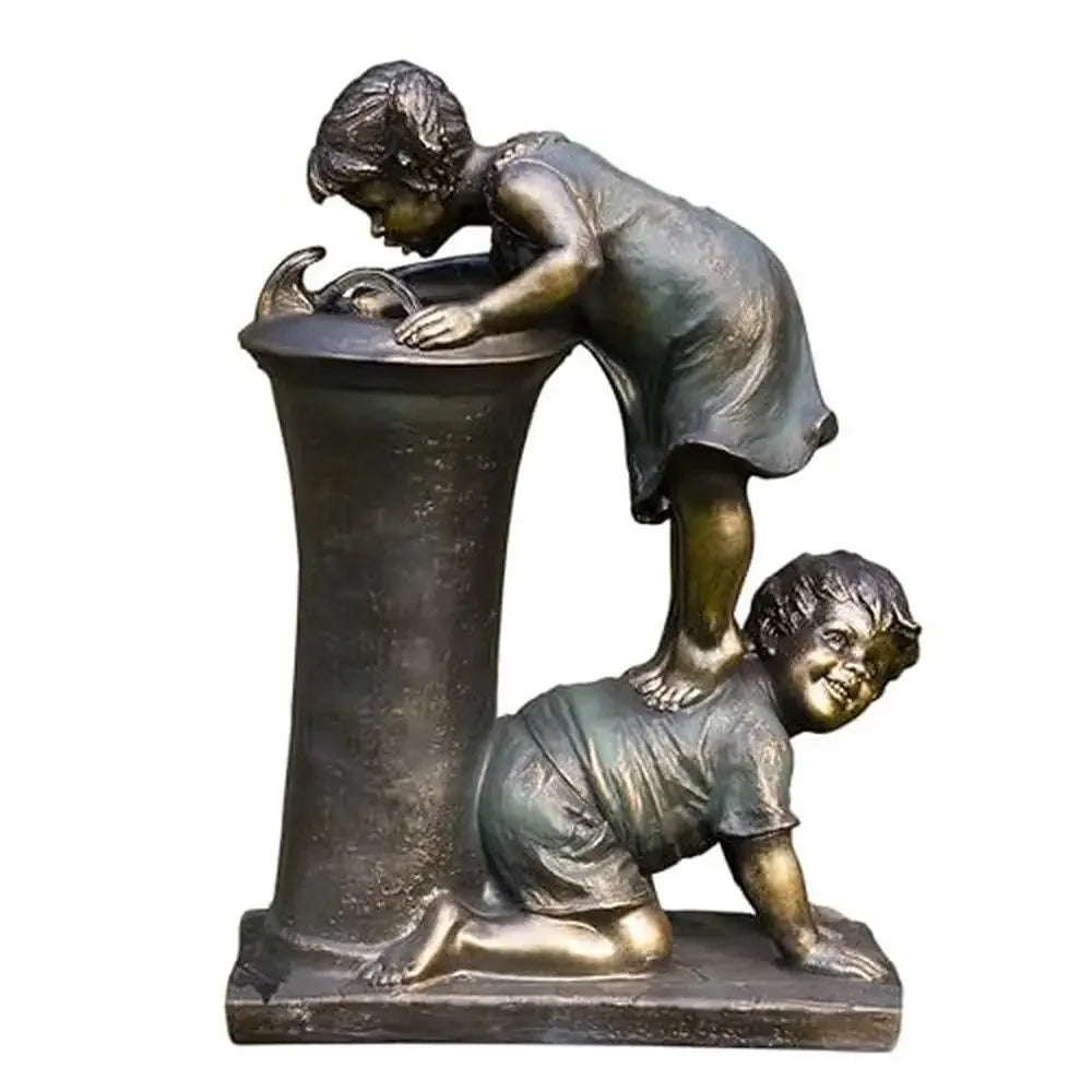 Outdoor Garden Waterfall Fountain Playful Boy and Girl Drinking Water Feature 27" Joyful Bronze Nostalgic Stone Decor Rust Home Fusion Outdoor Garden Waterfall Fountain Playful Boy and Girl Drinking Water Feature 27" Joyful Bronze Nostalgic Stone Decor Rust 076823-f9.myshopify.com