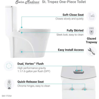 Toilets Glossy White Bathroom Items One Piece Toilet Folding Cleaning Parts Fixture Home Improvement
