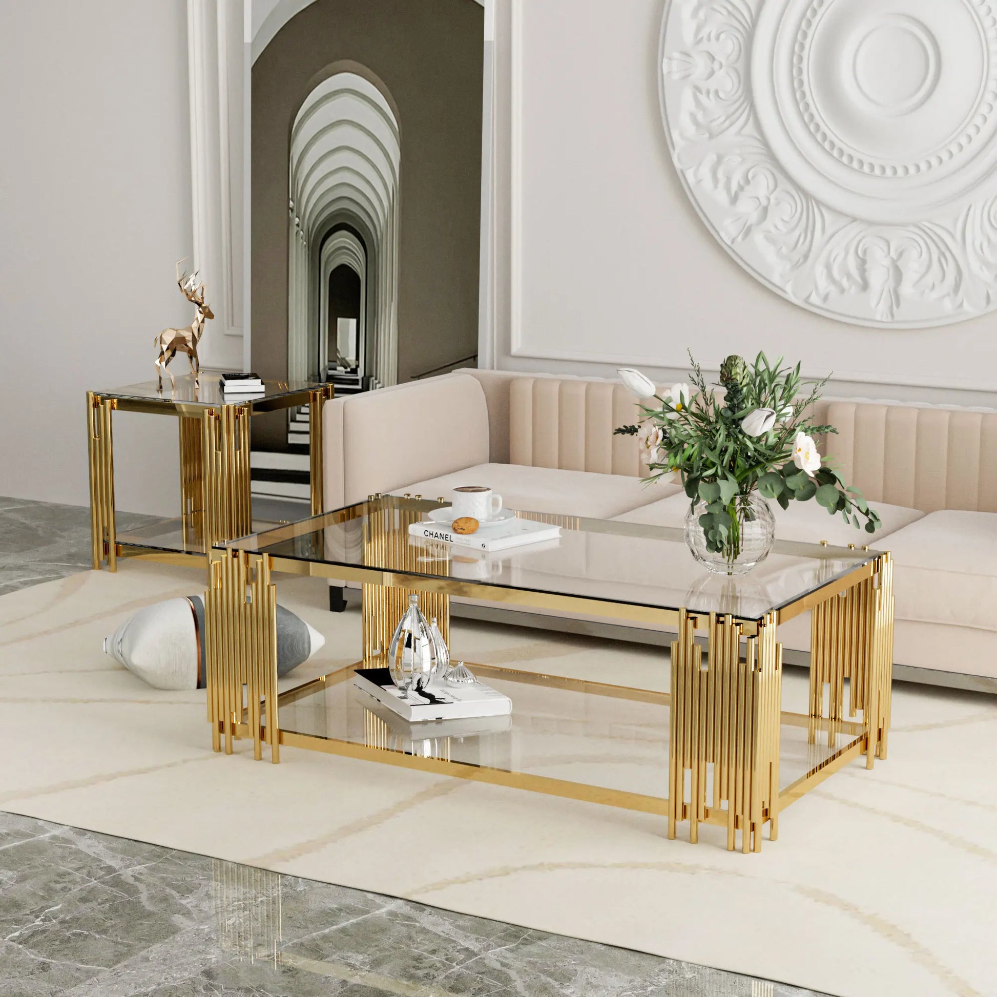 Rectangle Glass Coffee Table for Living Room. - Home Fusion